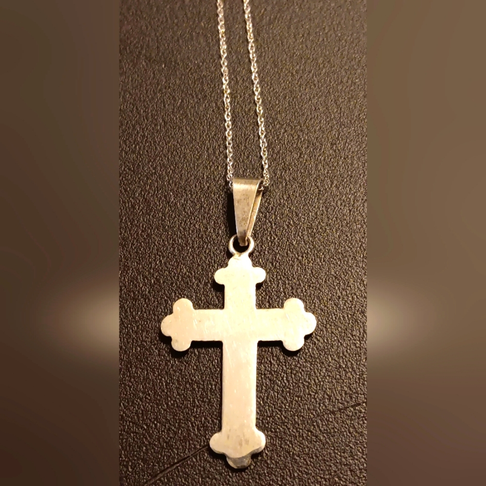STERLING 925 Budded Cross Necklace